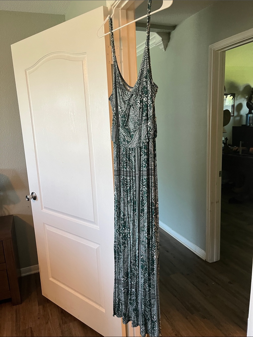 Maurices Green and White Printed Maxi Dress